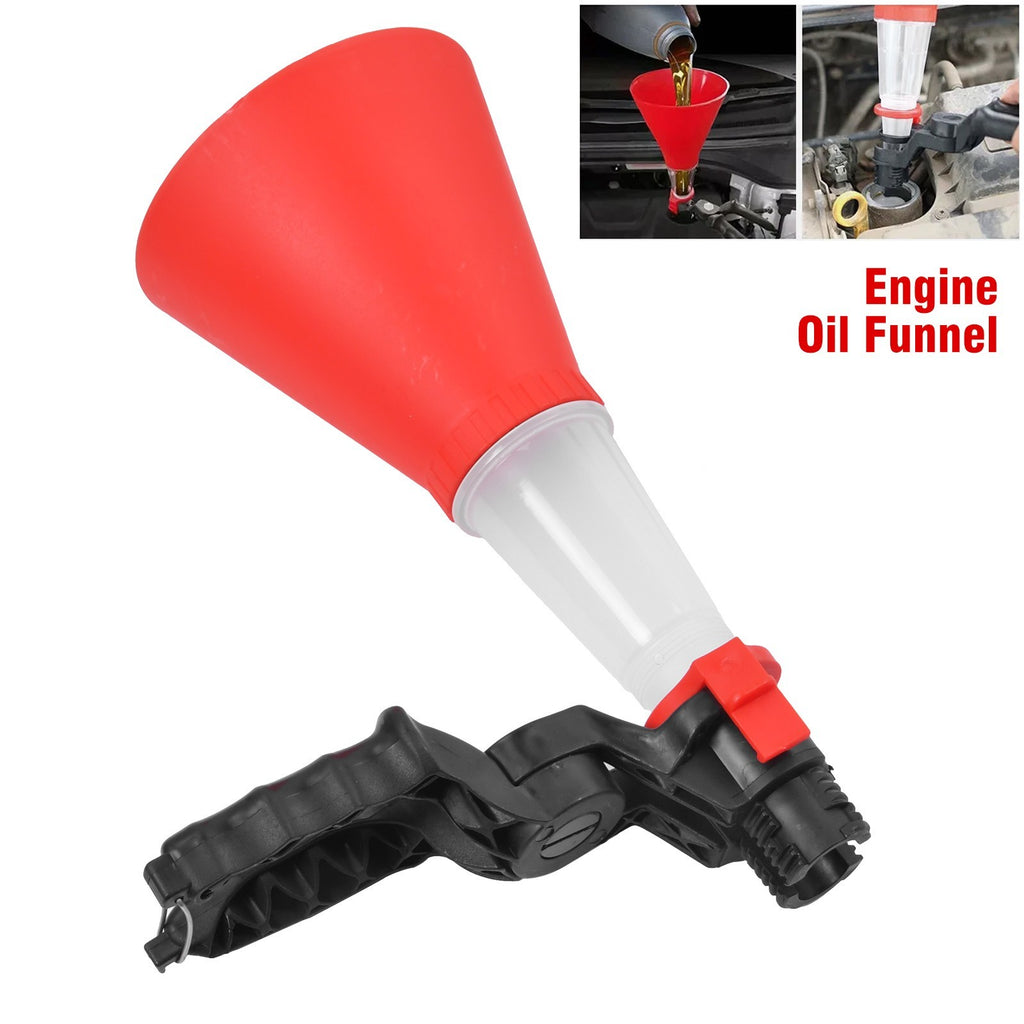 Universal Handsfree Car Engine Oil Funnel Gasoline Filling with Adjustable Clamp