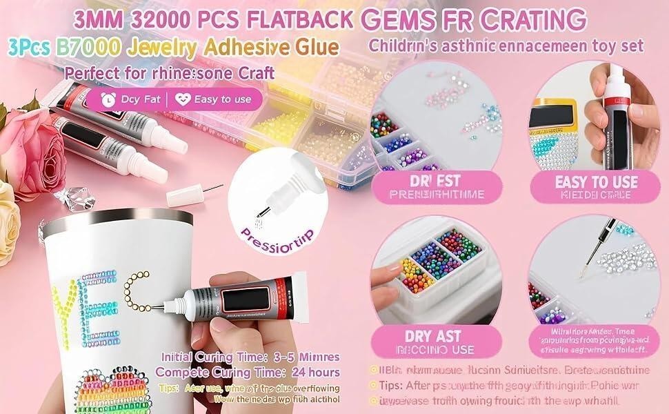 32000Pcs 40 Colors 3Mm Multicolor Resin Flatba Jelly Rhinestones for Bedazzling