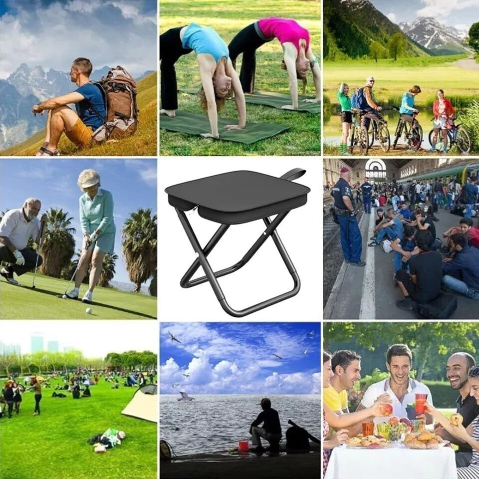 2X Folding Stool Portable Chair Steel Bracket for Outdoor Hiking Fishing Travel