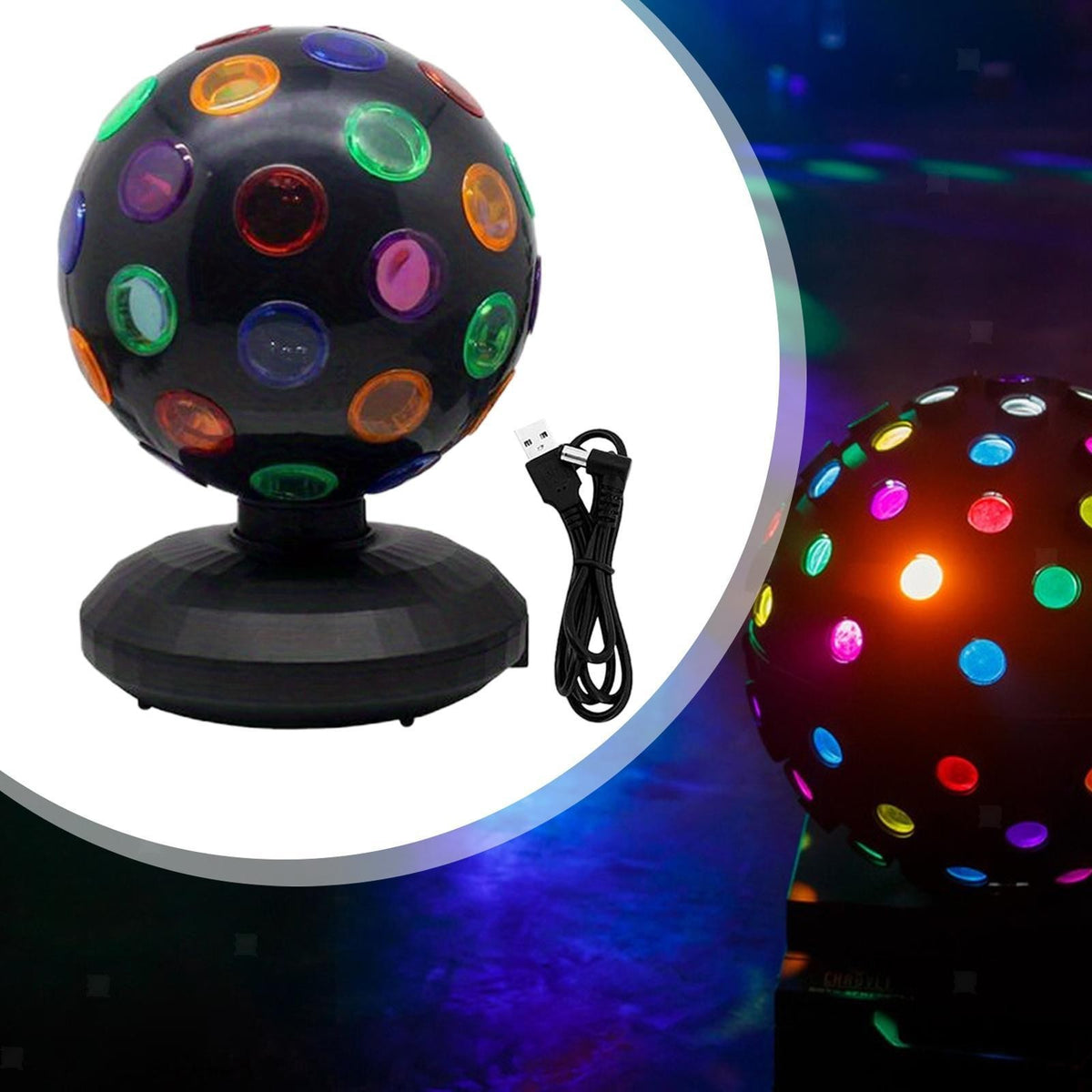 Disco Ball Lamp 360° Rotation Portable DJ Lighting for Bar Room Stages NEW.*