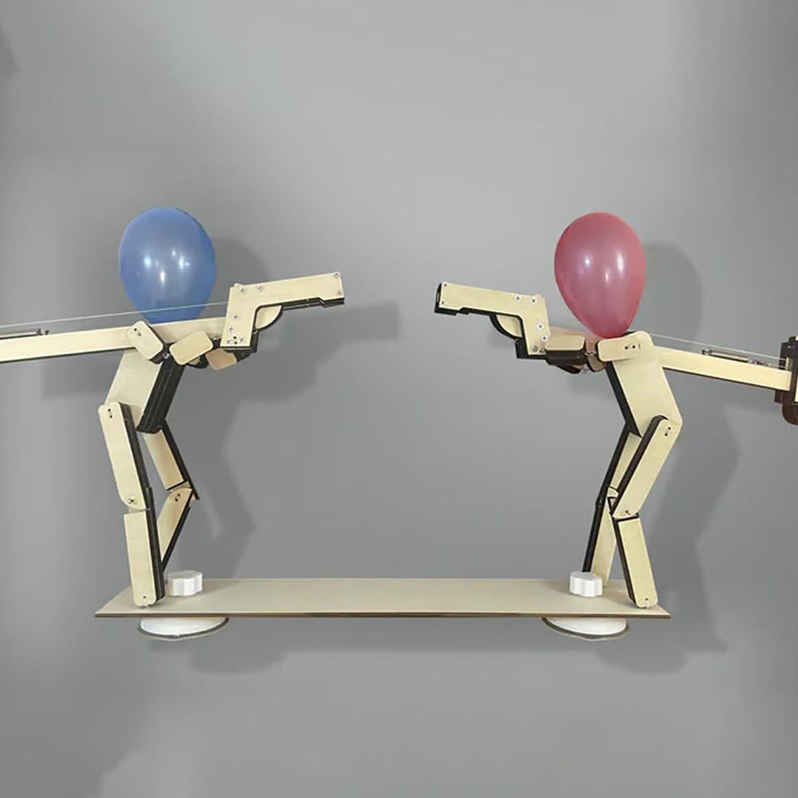 Wooden Balloon Battle Game Shooting Puppet Toy Kids Party Family Fun Game