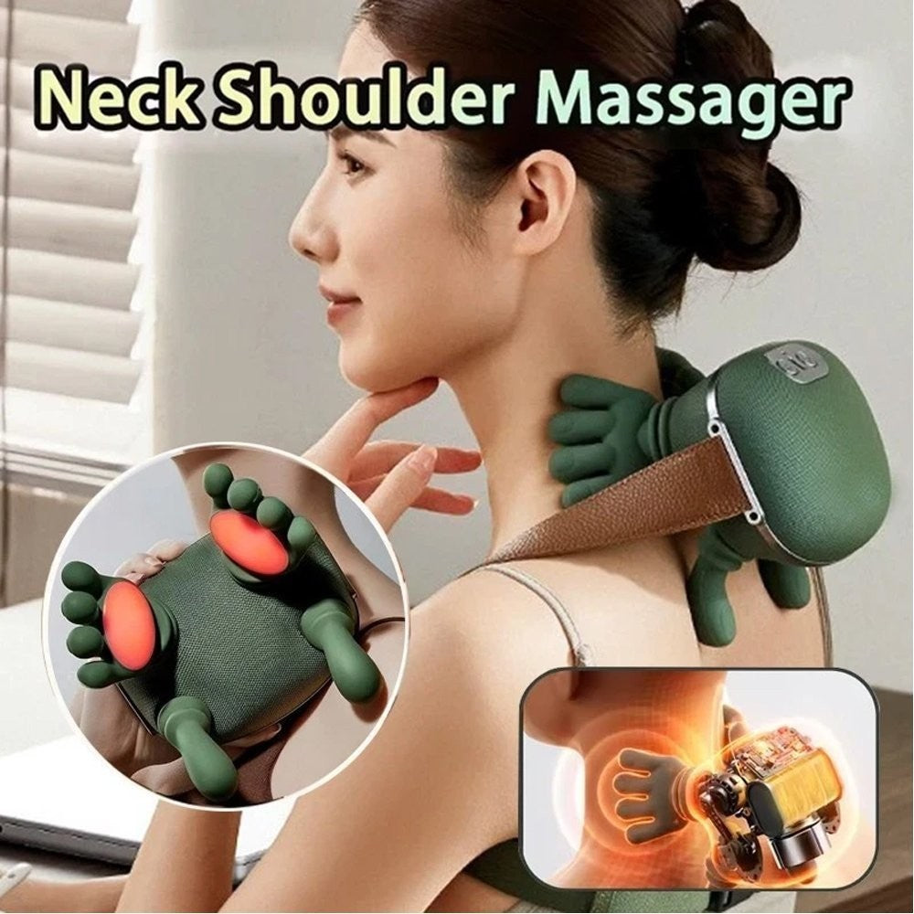 Neck Shoulder Massager with Heat Simulated Human Hand Cervical Trapeziu Massager