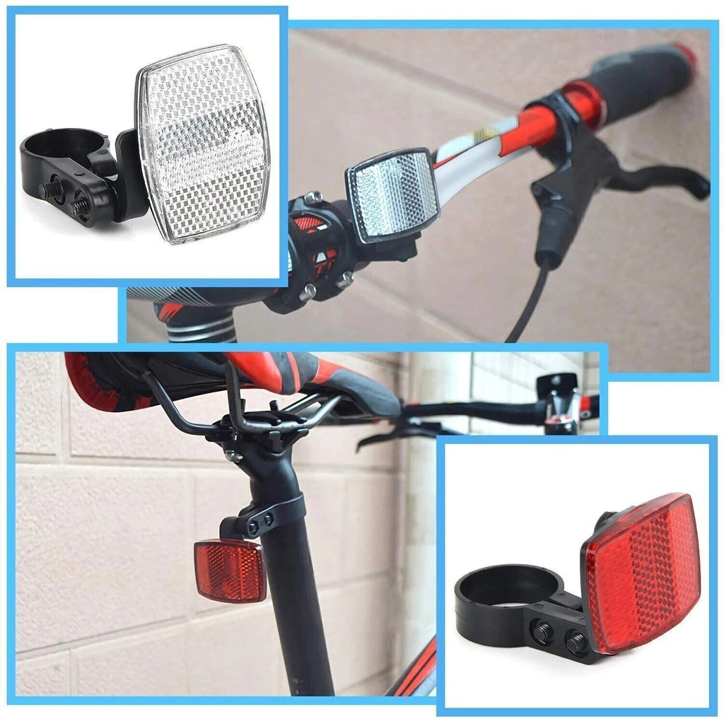 Bicycle Reflector Set Red Rear White Front Frame Handlebars Bikes & Cycles