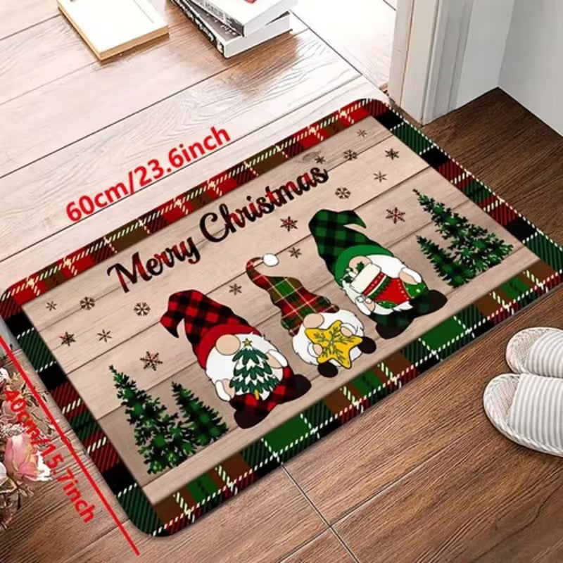 1/2pcs Christmas Kitchen Floor Mat Rug Non Slip Carpet Entrance Mat Rug Decor