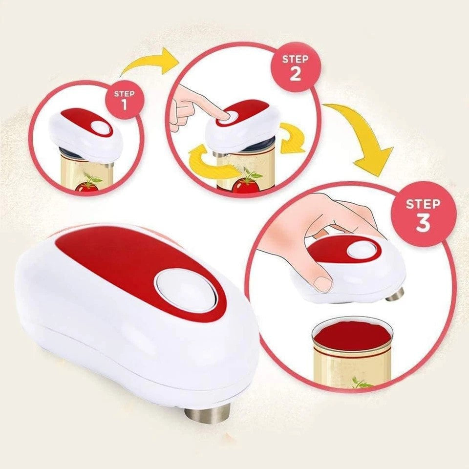 Electric Tin Can Opener Automatic One Touch Battery Operated For Weak Hand Cooks
