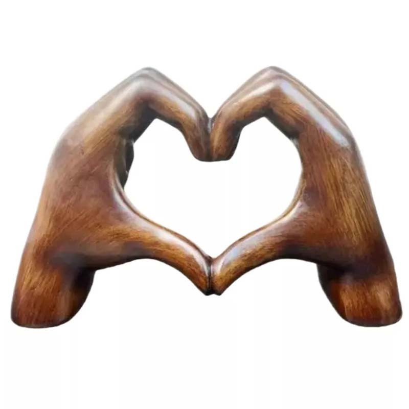 Love Heart Hand Gesture Statue, Resin Ornament for Desktop Bookshelf Home Decor
