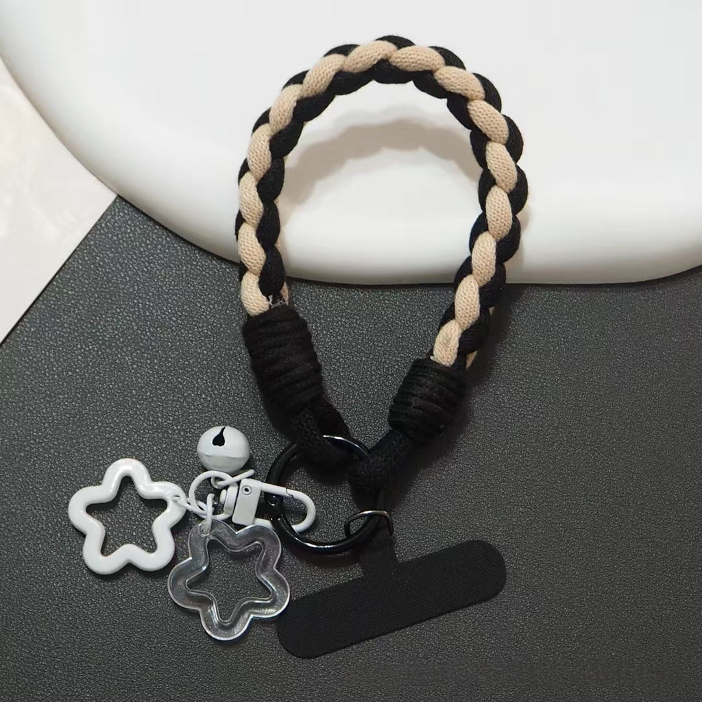 Sturdy Color-blocked Anti-loss Woven Phone Strap Keychain