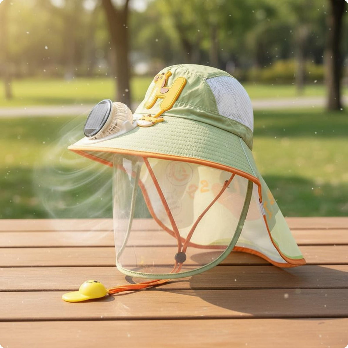 Children's Sunshade Hat Solar Powered Fan Kids Sun Hat Face and Neck Shade
