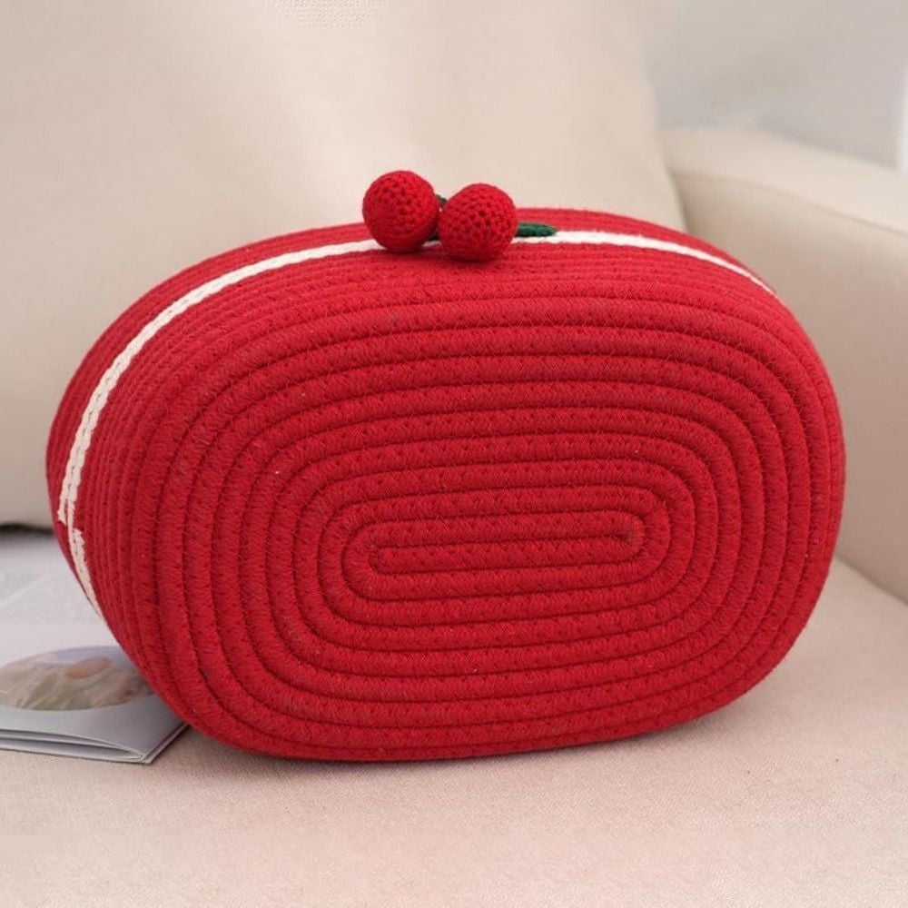 Woven Storage Basket Red Cherry Basket Snacks Gift Basket Desktop Organizer