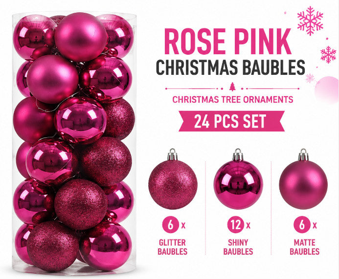 24Pcs 6cm New Christmas Tree Ball, Holiday Party Home Bauble Home Party Hanging