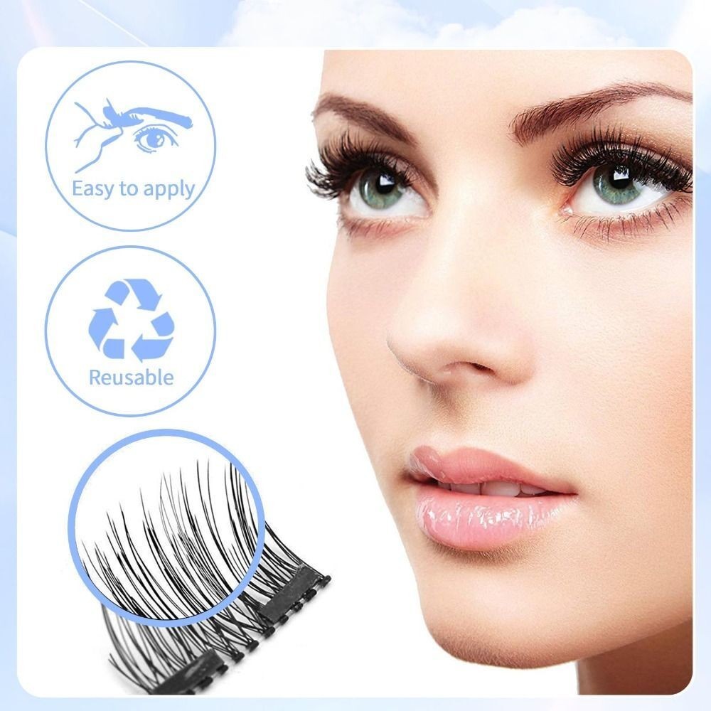 Magnetic Eyelashes No Glue Half Eye 2 Magnets Reusable Eyelashes with Tweezers