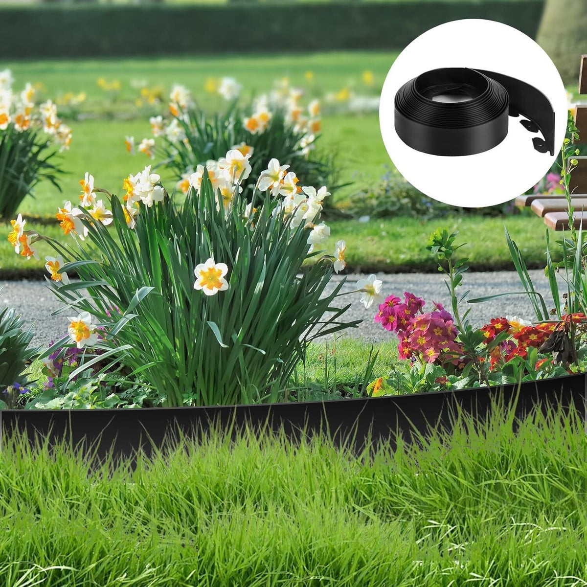 Flexible 100M Garden Lawn Path Border Edging Grass Separator With Plastic Pegs