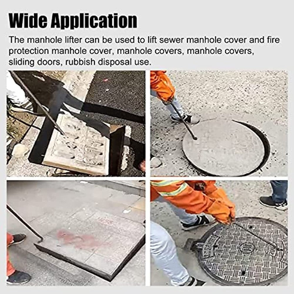 Manhole Drain Grate Lifter 38cm T Hook Handy Ditch Cover Pulling Tool