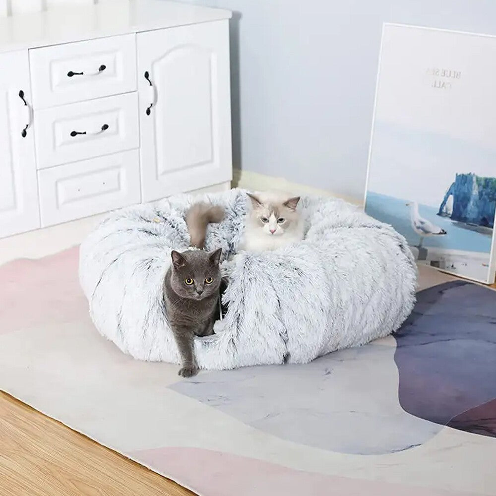 Cat Tunnel Collapsible Pet Play Tube Dogs Bunnies Crinkle Suede Tunnel Removable