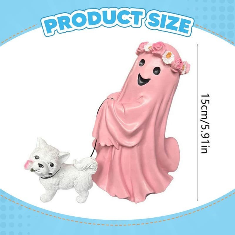 Ghost Walking Dog Statue Ornament Decorative Cute Ghost Figurine Halloween