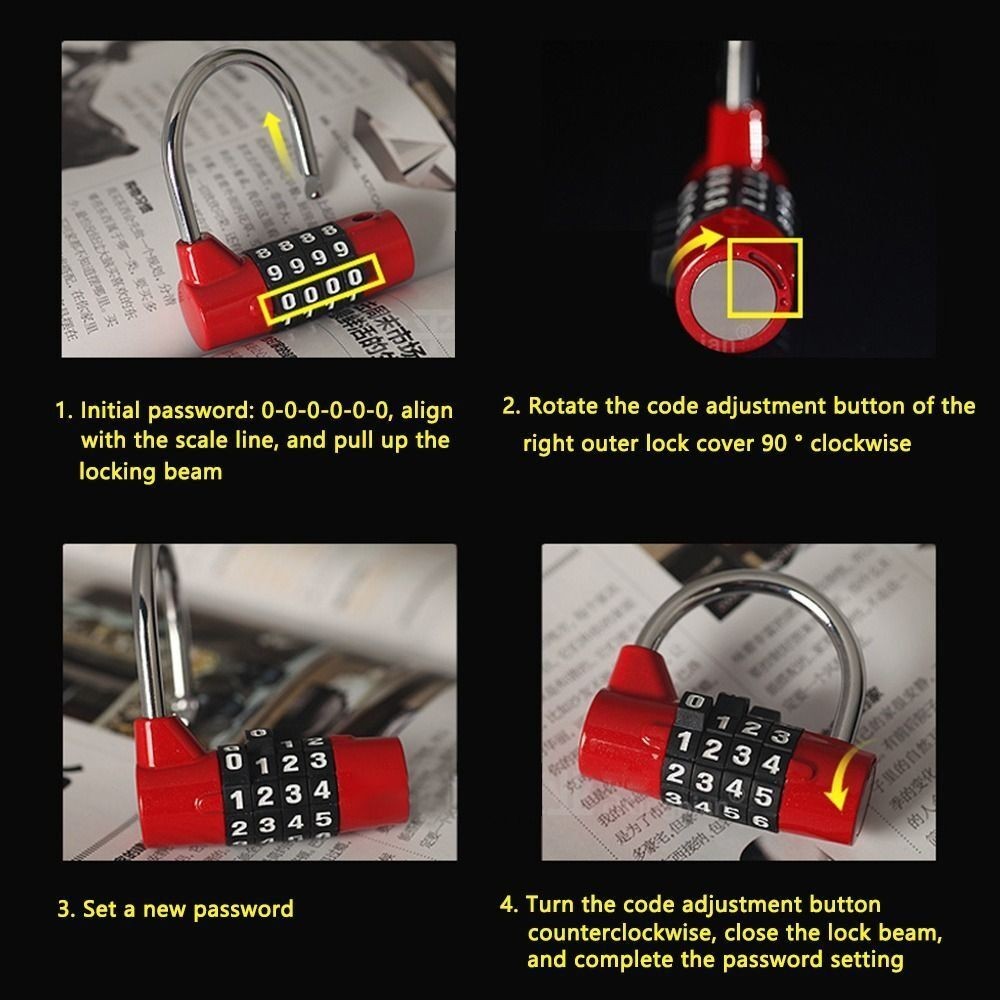 Zinc Alloy Combination Lock 4 Dial Digit Number Code Lock Password Lock Travel