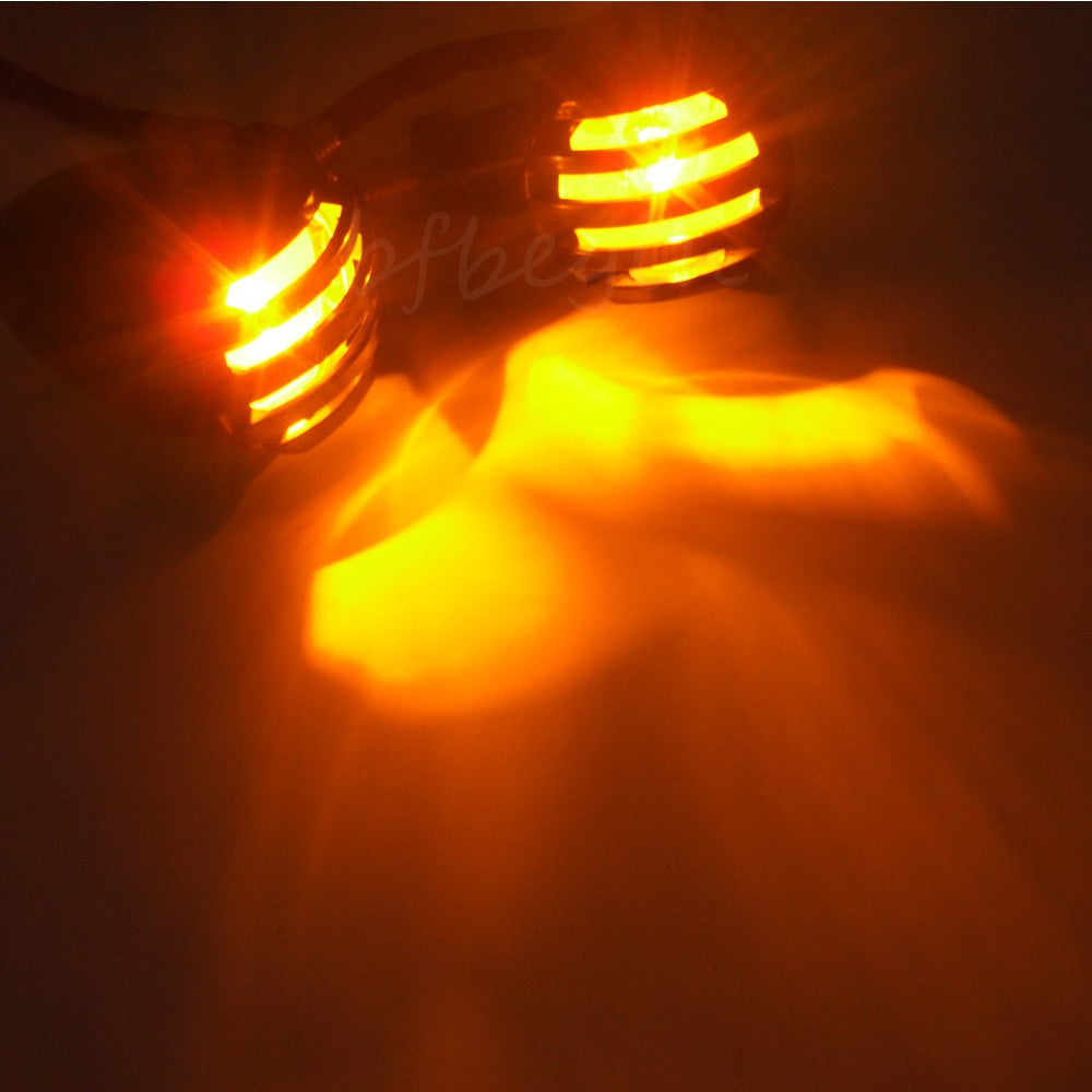 4x Black Turn Signal Indicator Amber Light For Bobber Chopper Cruiser