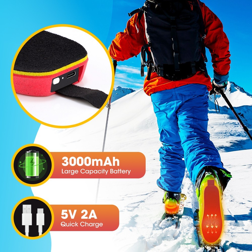 1 Pair Heated Insoles with APP Control Rechargeable Thermal Insoles Foot Warmers