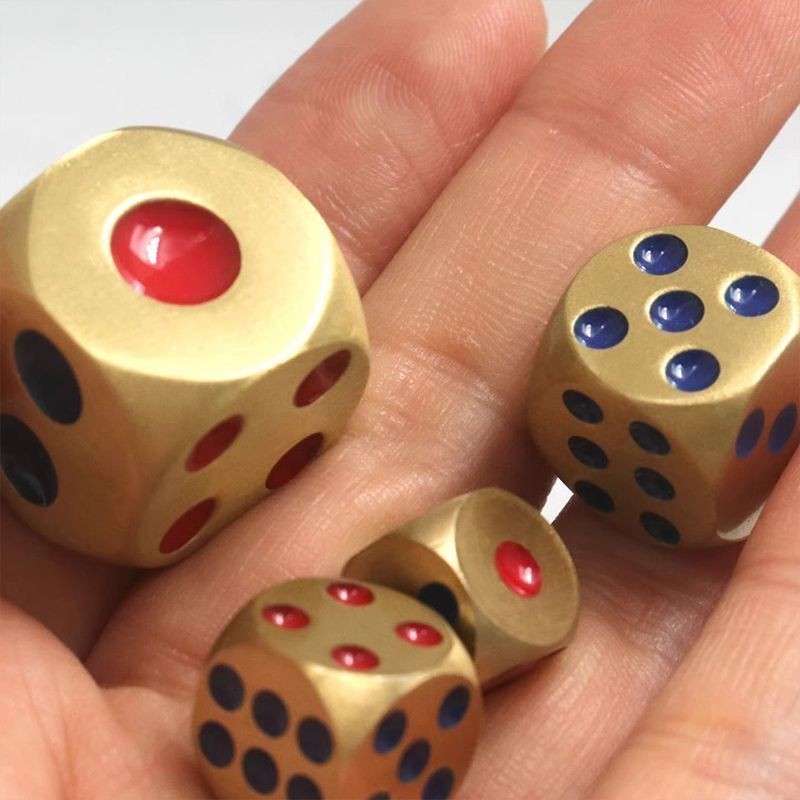6Pcs 13-20mm Game Solid Brass Dice Heavy Metal D6 Each Hand Polished Gold