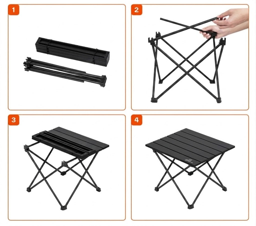 Folding Camping Table Portable Outdoor Picnic Desk Carbon Steel Compact Sturdy