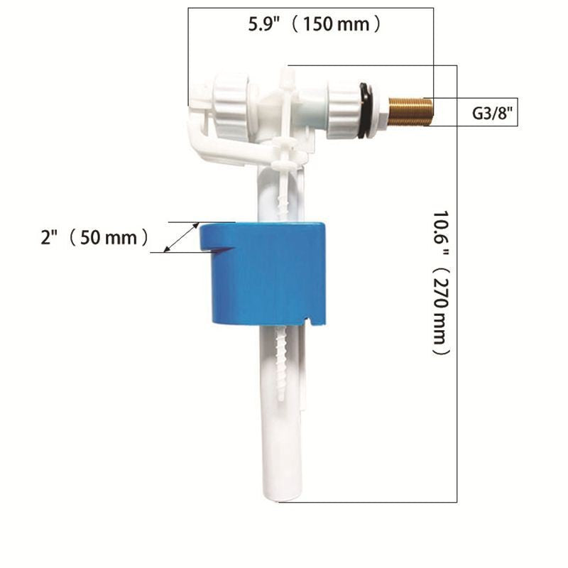 Universal WC Cistern Fill Valve Float Valve 3/8 & 1/2 Inch Fits