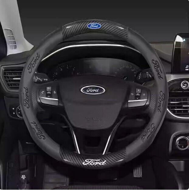 1980-2025 Ford Universal 15" Steering Wheel Cover PU Leather Non-Slip Protector