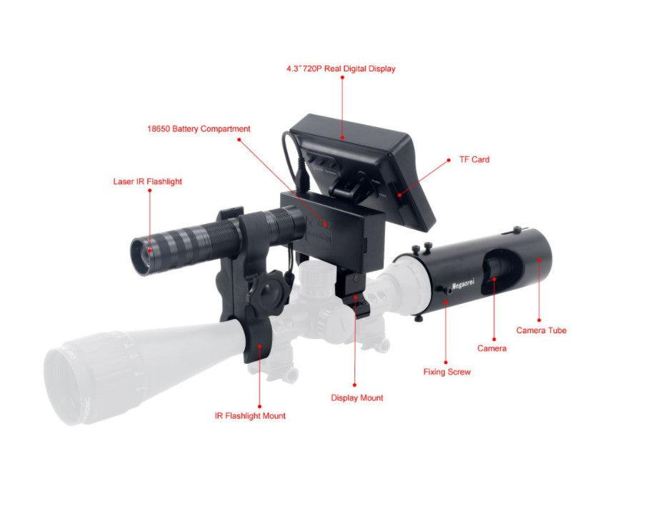 Megaorei 2 400M Infrared Night Vision Rifle Scope recordable Camera 16MM 4.3in