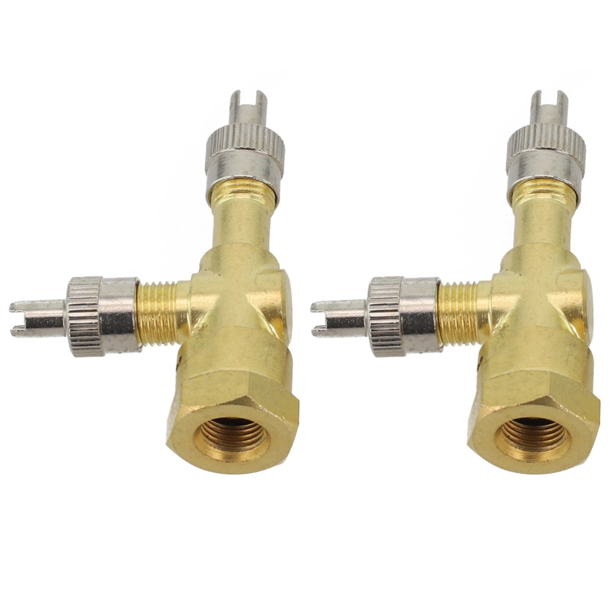 3 way Pure TPMS Valve Tee Adapter for Cars and For Motorcycles Set of 2