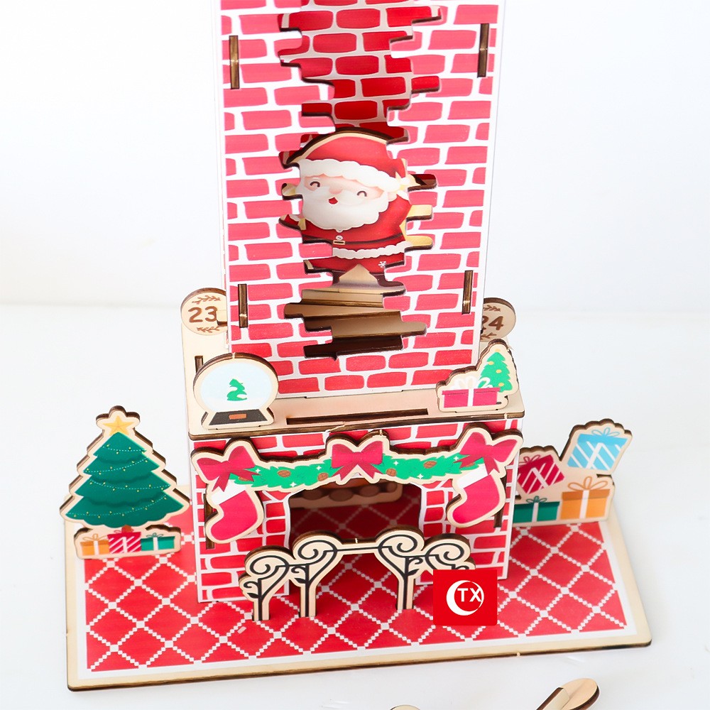 3D Santa's Chimney Advent Calendar, 24 Detachable Christmas Tabletop Decoration