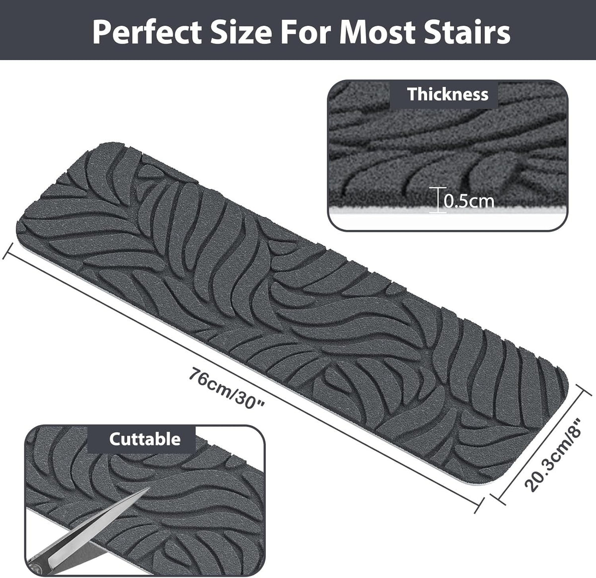 15Pcs Stair Pads Set Carpet Stair Treads Non Slip Adhesive Step Mats Home Decor
