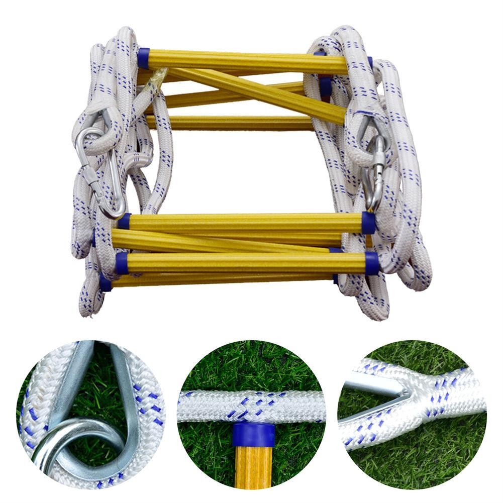 Emergency Fire Escape Ladder Soft Rope to Deploy W/ Hooks UK Stock 3m
