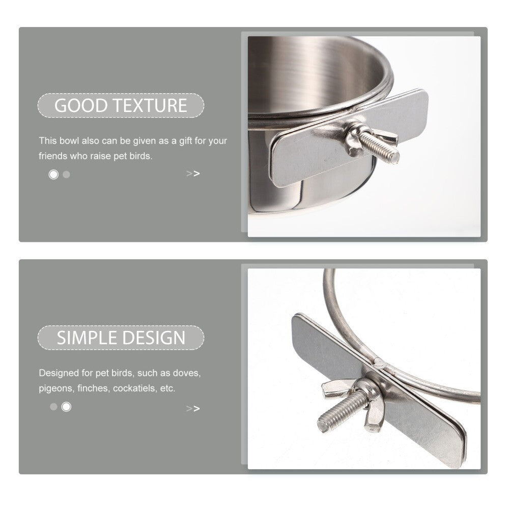 2 Sets Stainless Food Pet Bird Water Feeder Bird Bowl for Feeding Parrots
