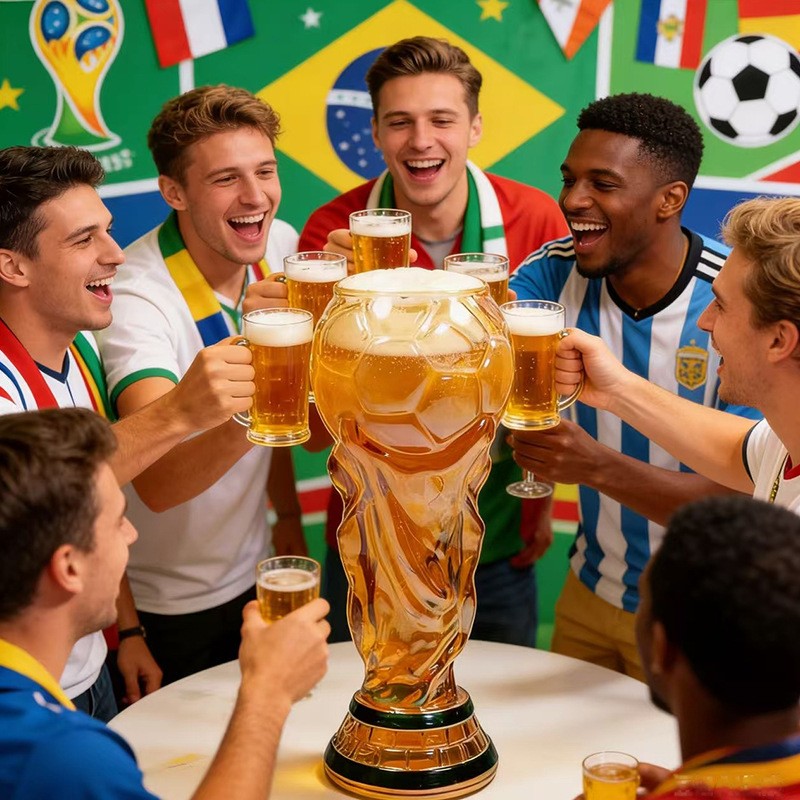 500ml World Football Trophy Beer Glass Cup Shape Drinking Mug Clear Collection