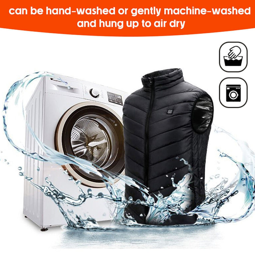 USB Men Electric Heated Vest Jacket 9 Zone Warm Up Heating Pad Cloth Body Warmer