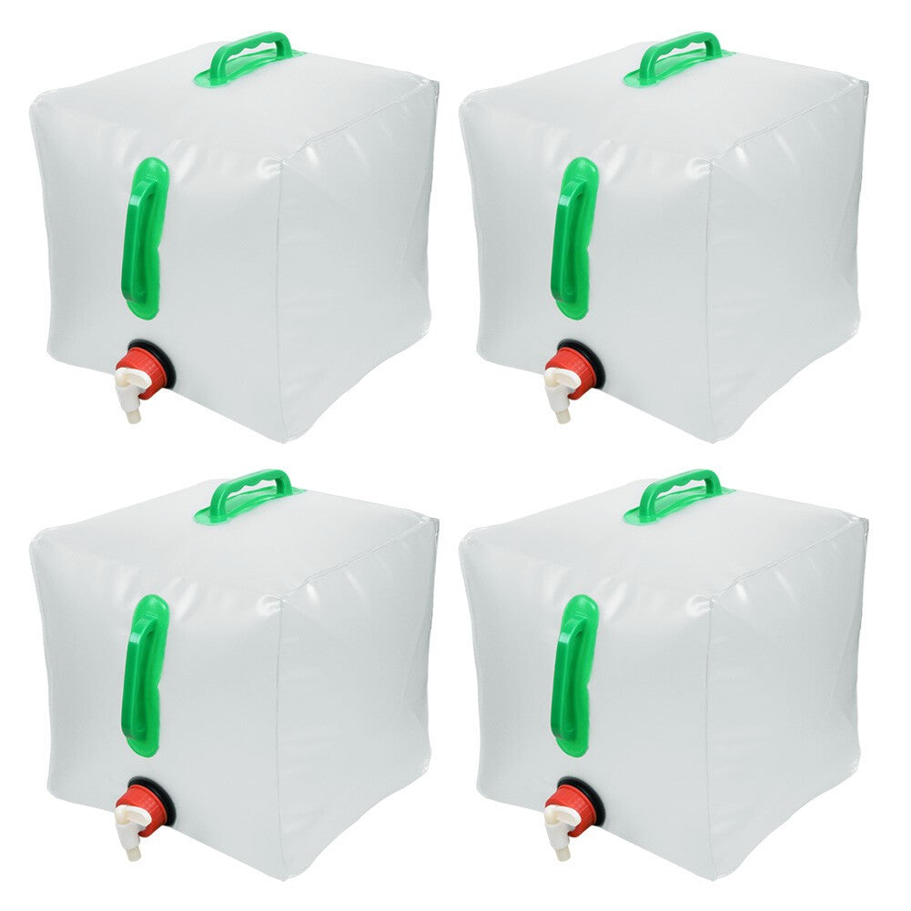 4*Collapsible 20L Foldable Water Carrier Container with Tap Camping Bag UK