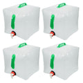 4*Collapsible 20L Foldable Water Carrier Container with Tap Camping Bag UK