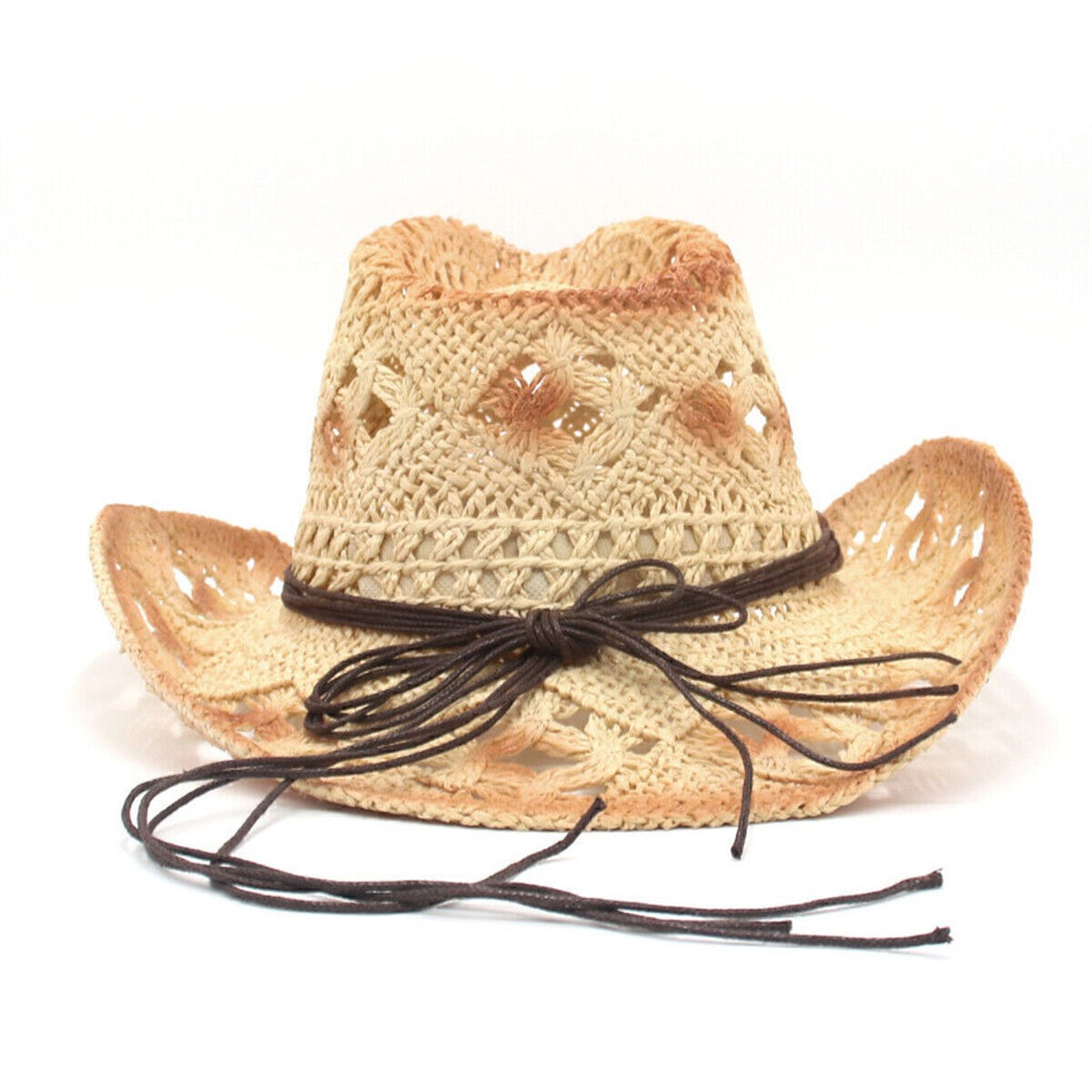 Straw Cowboy Hat Summer Sun Mens Womens Ladies Panama Natural Hats UK Hot