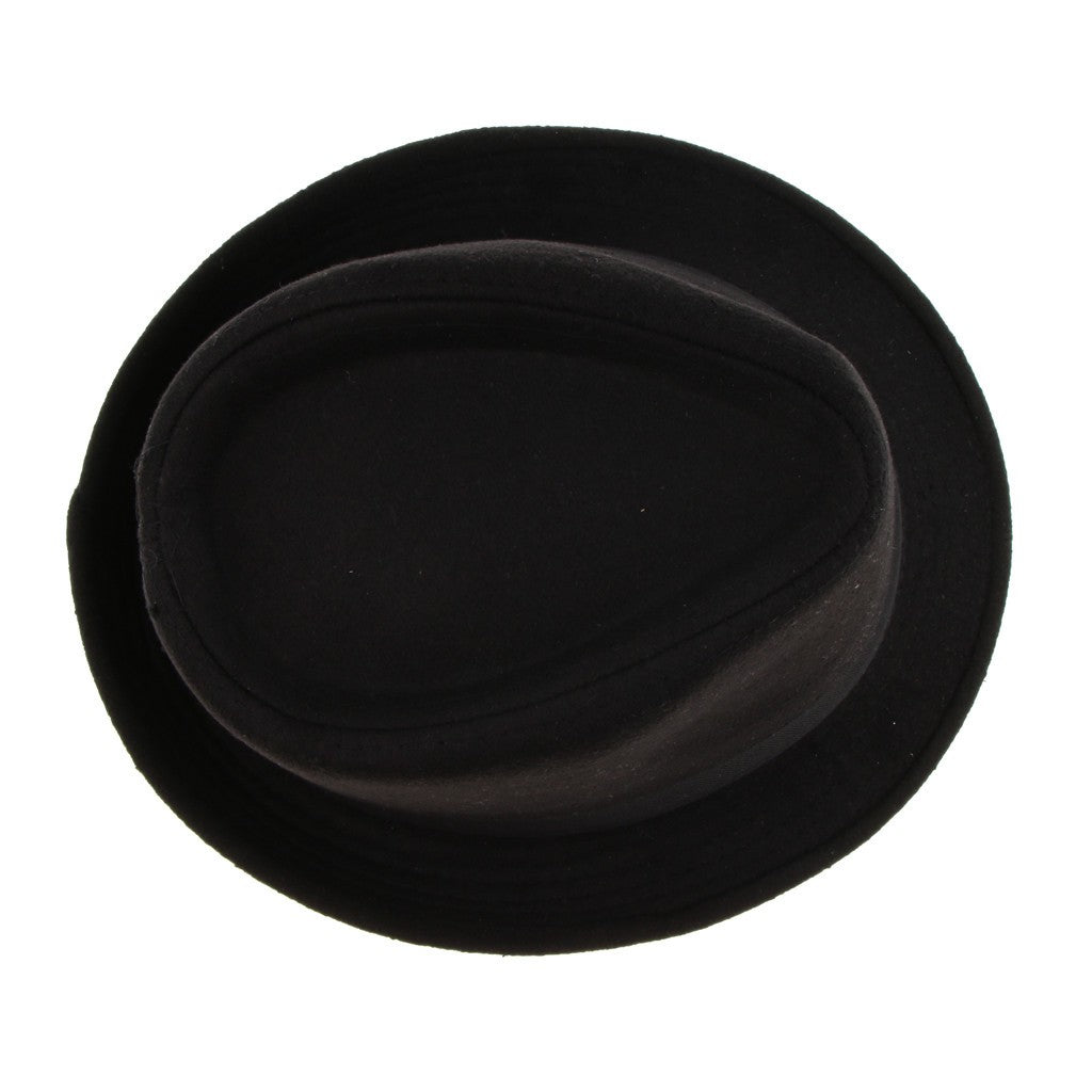 Men's Manhattan Gangster Trilby   Winter Warm Wool Blend Fedora Hat Black