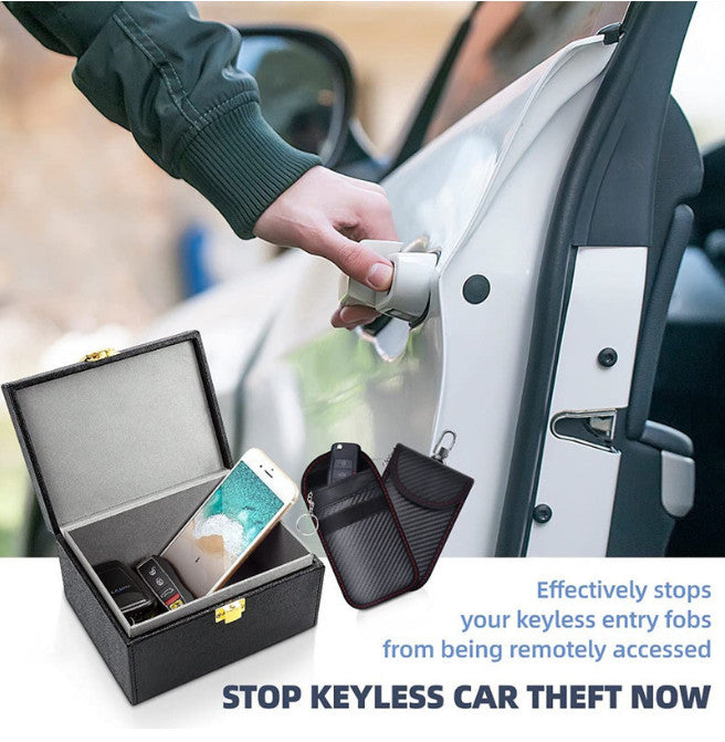 Faraday Box For Car Keys & 2 Pack Faraday Pouch Keyless Signal Blocking RFID Box