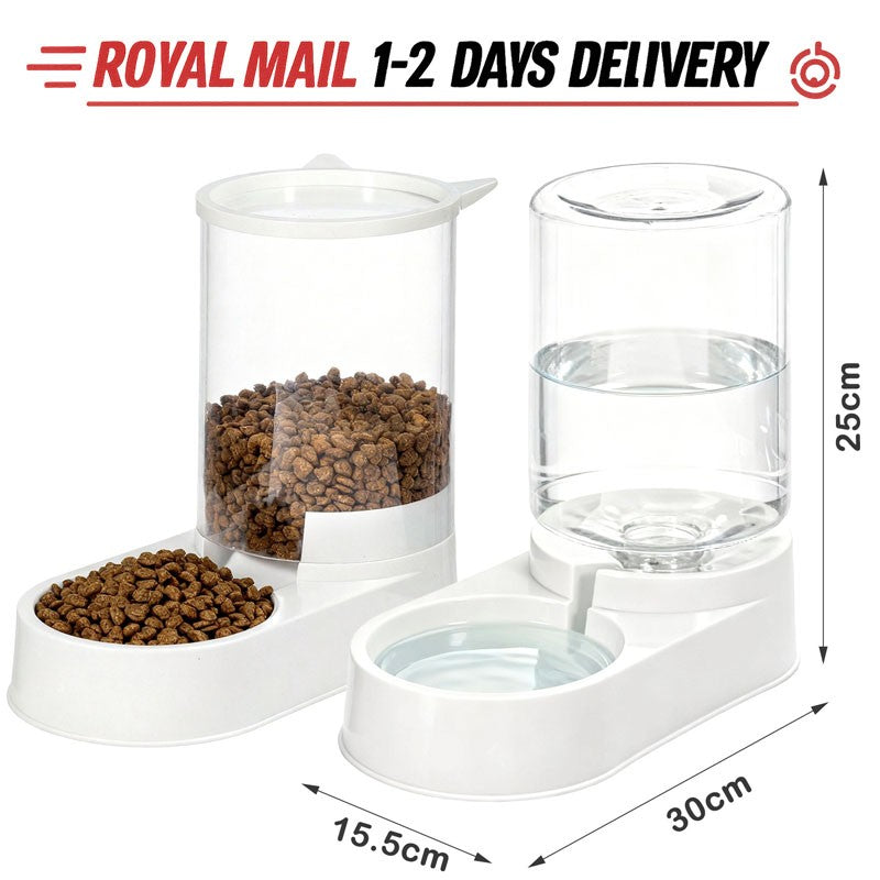 2X Automatic Cat Feeder and Water Dispenser Set 3.2L Pet Food Bowl & Waterer