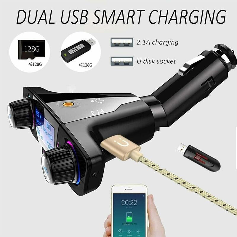 Car Wireless Bluetooth MP3 FM Transmitter AUX Audio Stereo Adapter 2 USB Charger