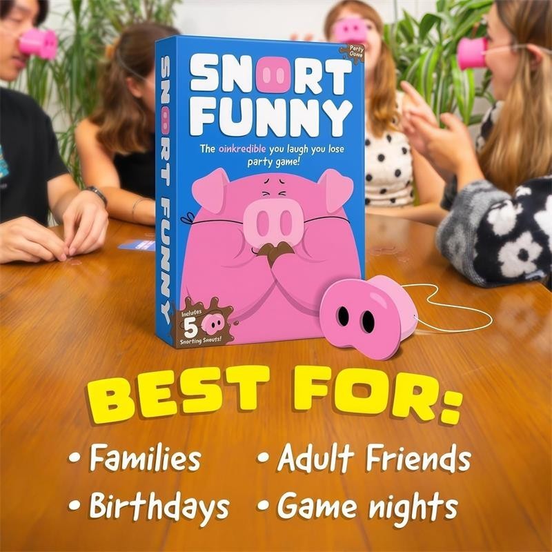 The You Laugh You Lose Party Game, Pig Nose Card Game with 150 Challenge Cards