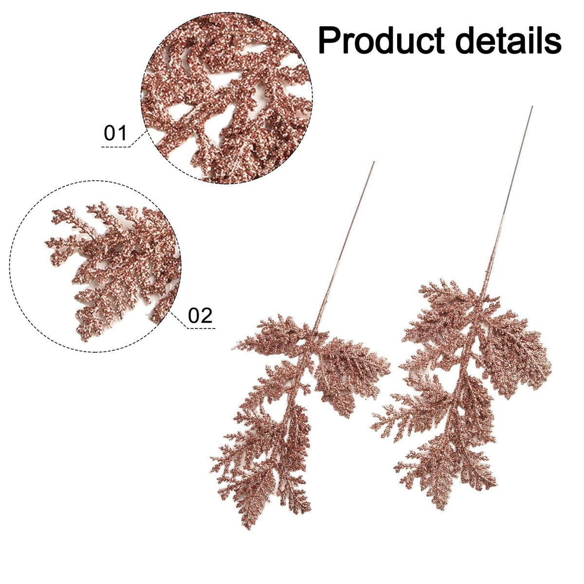 Artificial Leaves Garland Christmas Tree Decor 5pcs Rose Gold/Silver/Gold/Red