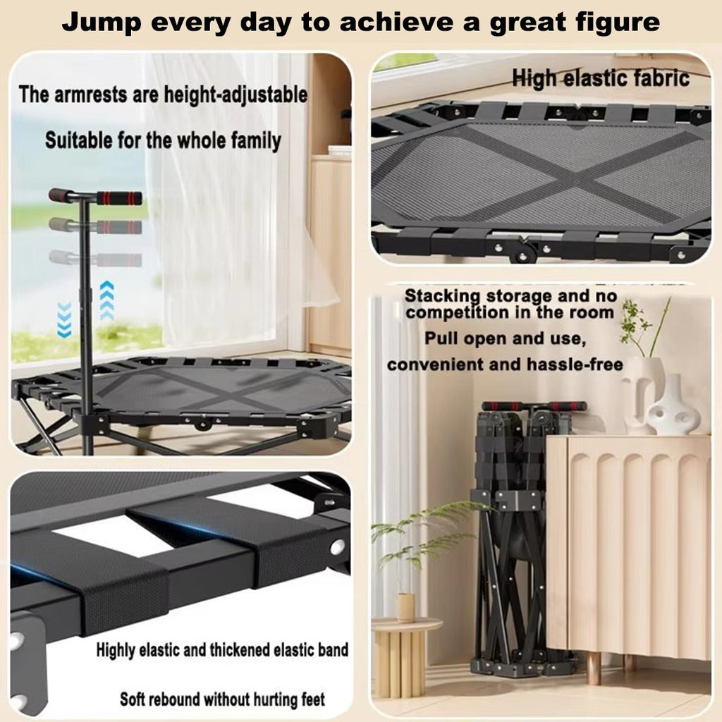 42" Foldable Trampoline Handrail Rebounder Folding Fitness Exercise Home Tool UK