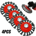 4PCS 4" TWISTED KNOT WIRE WHEELS FLAT BRUSH FOR ANGLE GRINDER REMOVE RUST UK