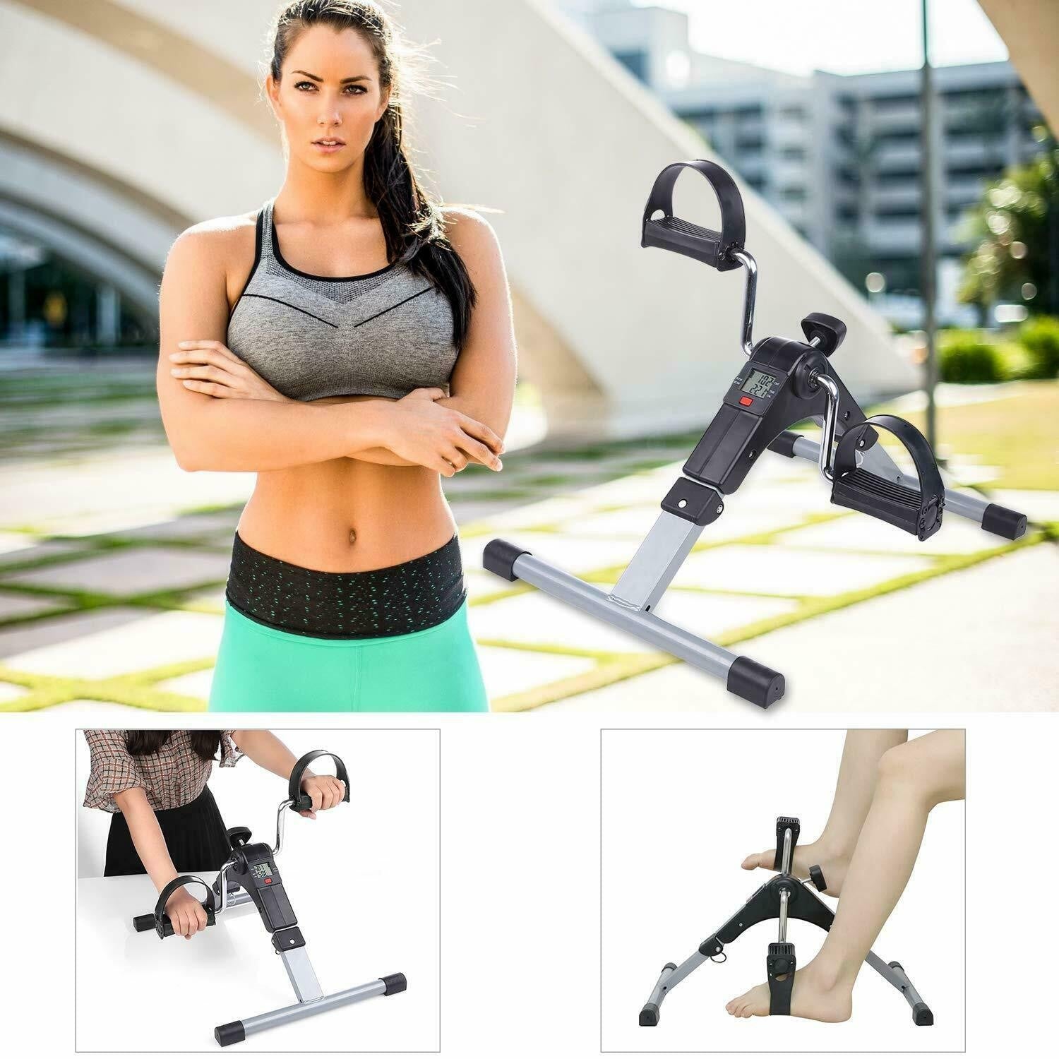 Mini Foldable Folding Exercise Bike for home use pedal sit down LCD Log calories
