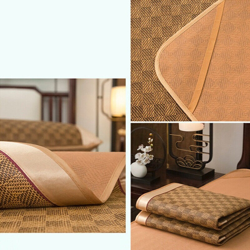 Summer Sleeping Mat 1set For Bed Rattan Foldable Nature Bamboo Cool Bed Mat Pad