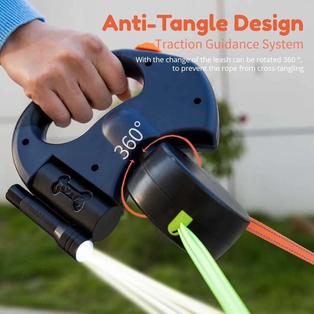 3M 360° Retractable Lead Leash Double Tangle Dual Doggie 2 Dog For Pet Dog