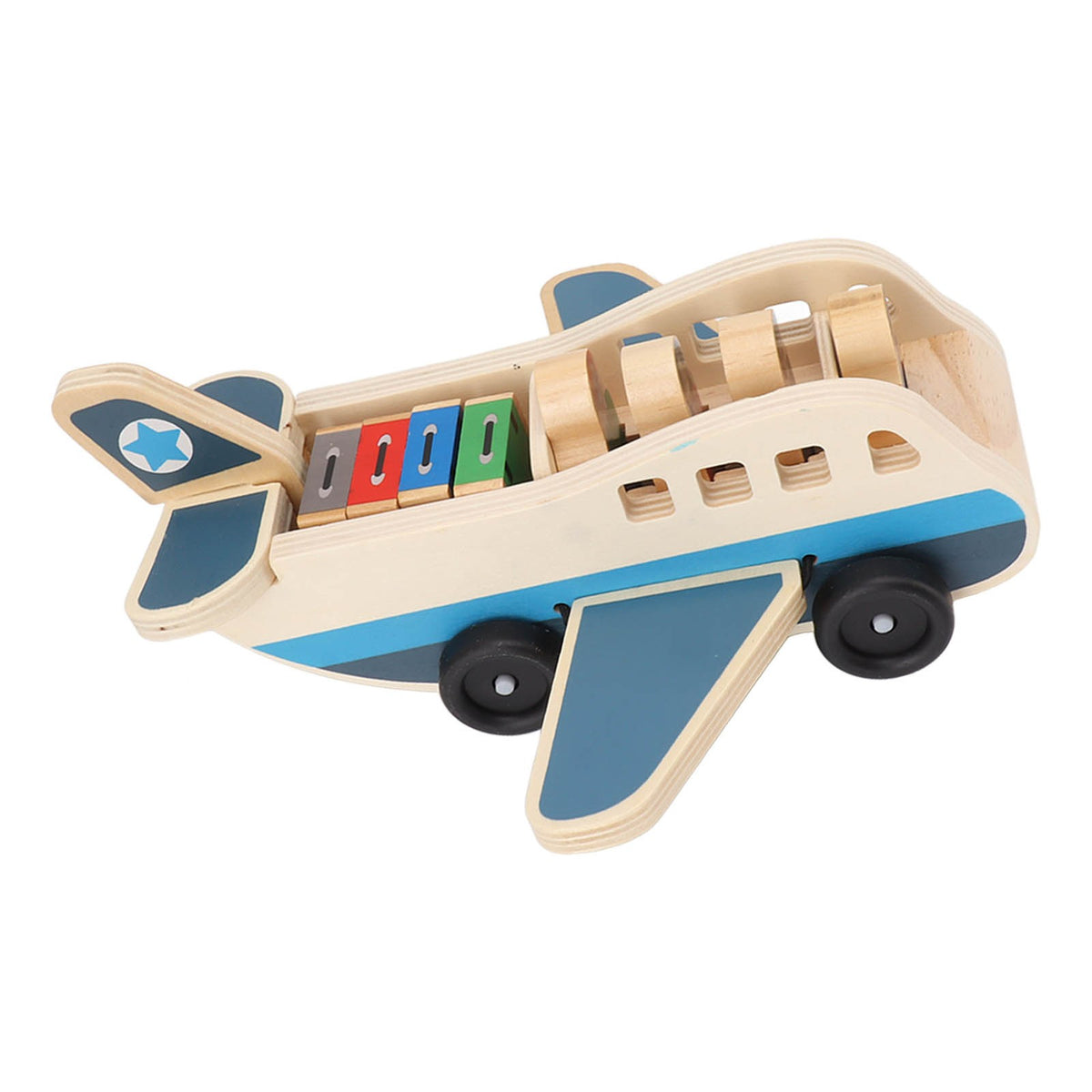 Wooden Toy Plane with Person & Suitcase Blocks Corrosion Resistant Building Set