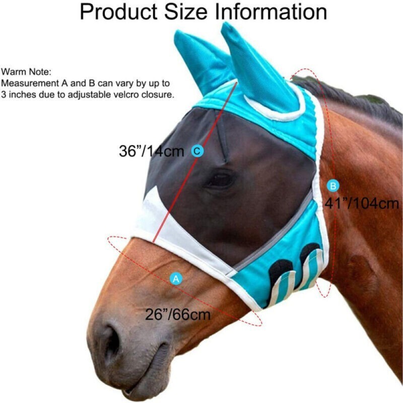Half or full face Padded Mesh Fly Mask Hood with Ears Horse M Size UK
